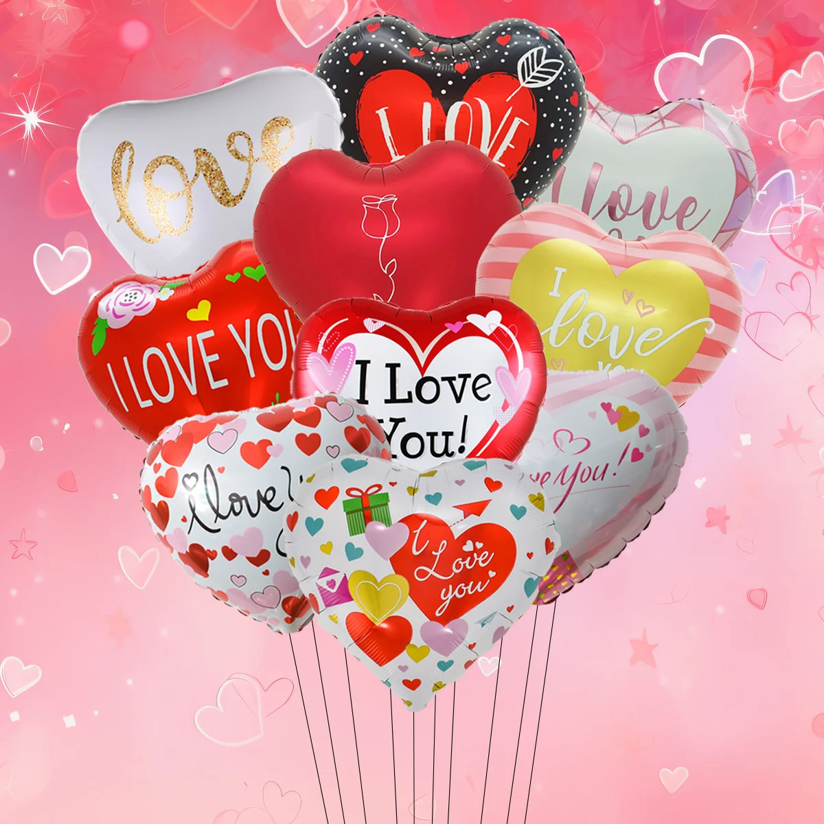 10 Stück 18 Zoll Hochzeit Valentinstag Party Ballon Liebe Herz Folienballons Ich liebe dich Hochzeit Valentinstag Dekorationen