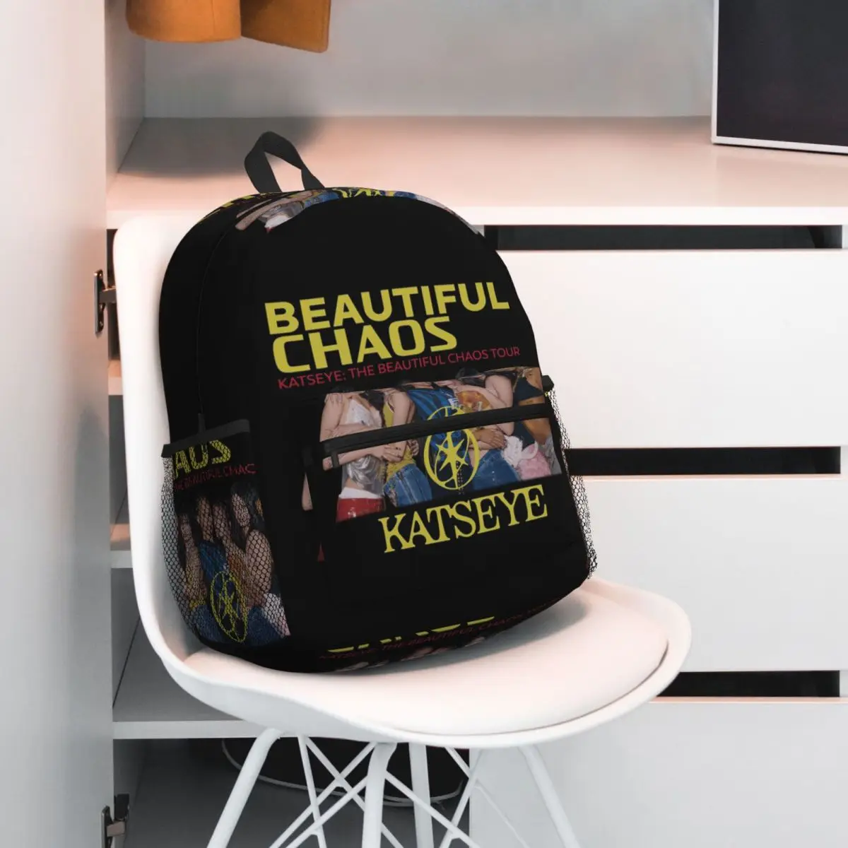 Katseye Beautiful Chaos Student Backpack School Bag Hiking Travel Daypack for Boys Girls Bookbag Shoulder Bags