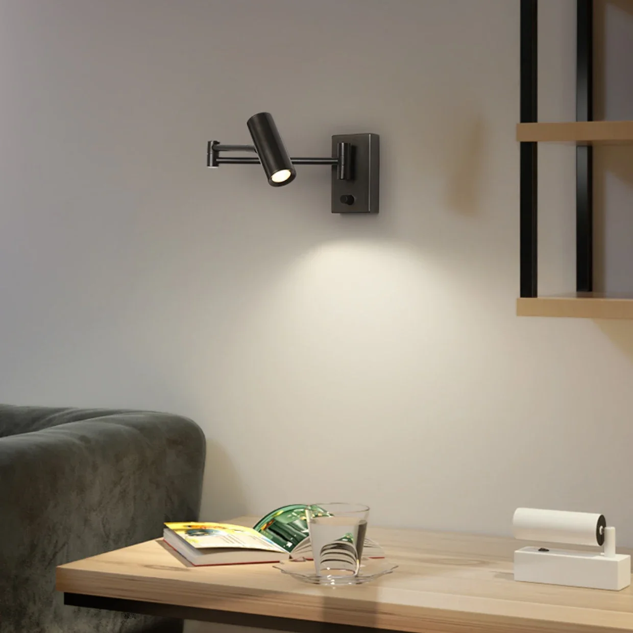 Wall lamp with dimmable switch modern rocker arm retractable foldable reading light spot light LED eye protection bedside light