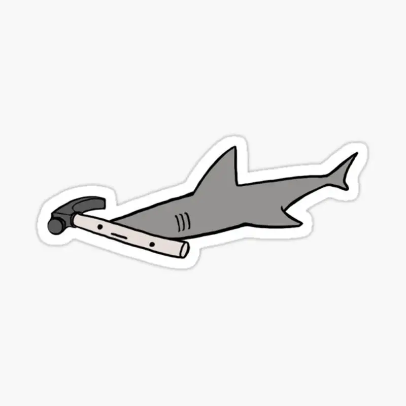 Hammerhead Shark Sticker for Laptop Decor Bedroom Car Cute Cartoon Art Fashionable Public Suitcase