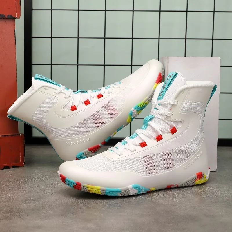 2026 New Trend Men Wrestling Boots Non-Slip Boxing Sneakers Men Big Size 46 Fighting Shoes For Men Mid-Top Man Gym Training Shoe