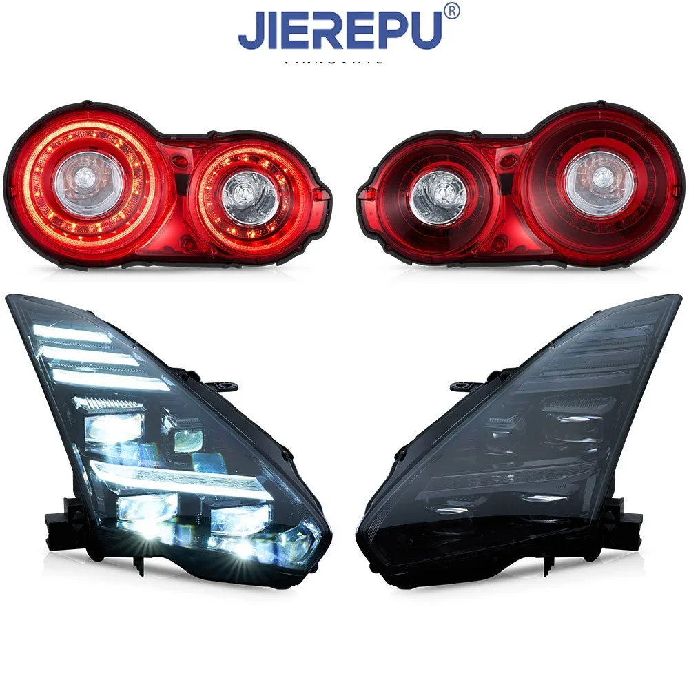 

Светодиодные фары в сборе, задние фонари для Nissan GTR R35 2009-2024 гг. с запуском DRL + красные задние фонари, аксессуары для автоматических фар