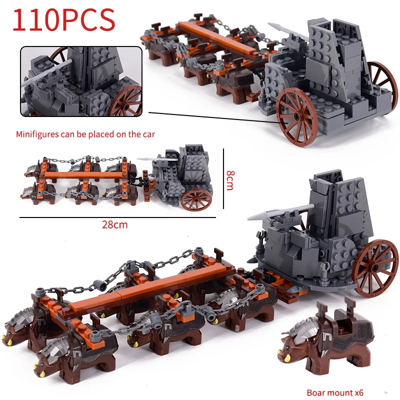 

Movie LOTR Building Blocks Bricks Dwarf Animal Figures Accessories Medieval Soldier Goat Boar Mounts Chariot Kits Children Toys