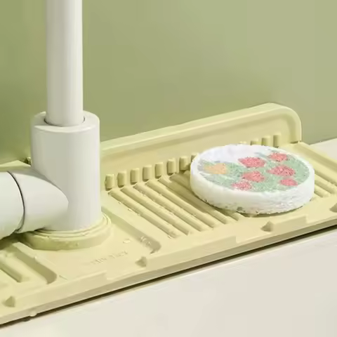 New 38*12cm Faucet Draining Mat Silicone Non Slip Kitchen Sink Splash Guard Easy Clean Waterproof Bathroom Draining Pad