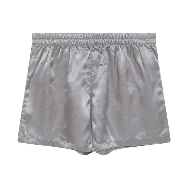 Men's Satin Lounge Shorts Silky Solid Color Loose Sleepwear Boxers Teenager Fashion Nightwear Homewear Loose Daily Sports Trunks