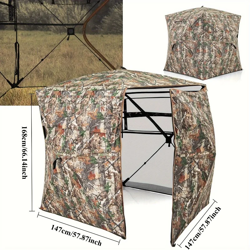 Outdoor Camping 2-3 Person Automatic Hunting Camouflage Tent Portable Watching Bird Spectator Unobstructed Viewing Game Private