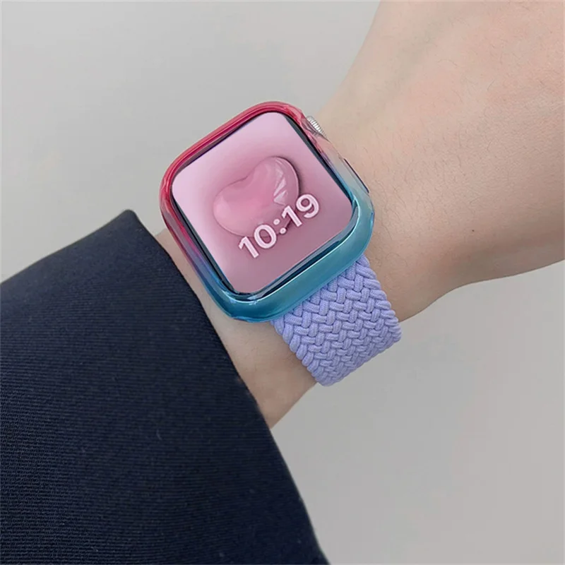 Étui à changement progressif mignon et bracelet pour Apple Watch, bande en nylon Correa pour iWatch Series 9, 8, SE, 7, 6, Y2k, Ultra2, 49mm, 45mm, 44mm, 41mm, 40mm