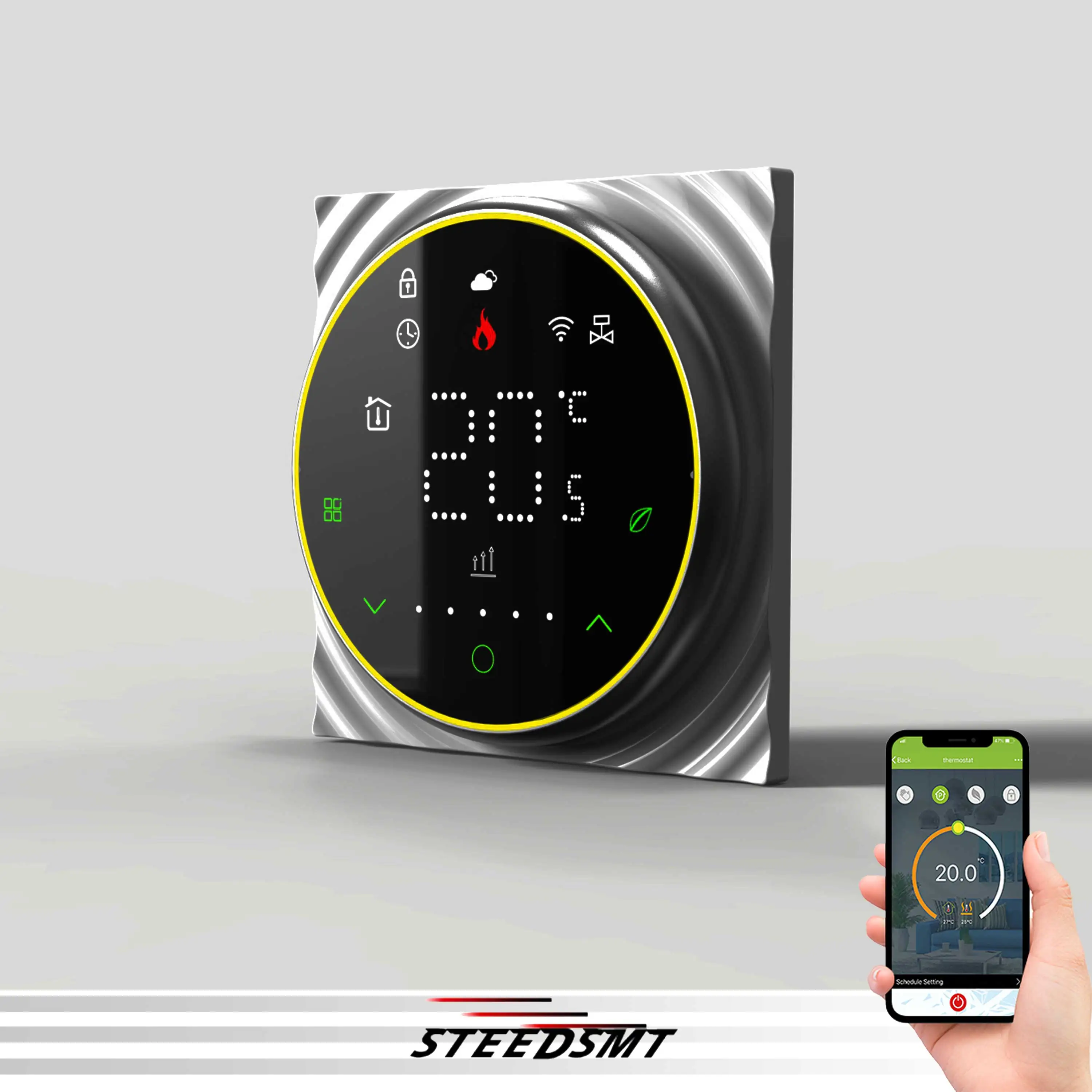 Circular Energy-Saving LED Thermostat for Room Warmth Adjustment,Suitable for Boiler,Actuator,Electric Heating Film WIFI Control