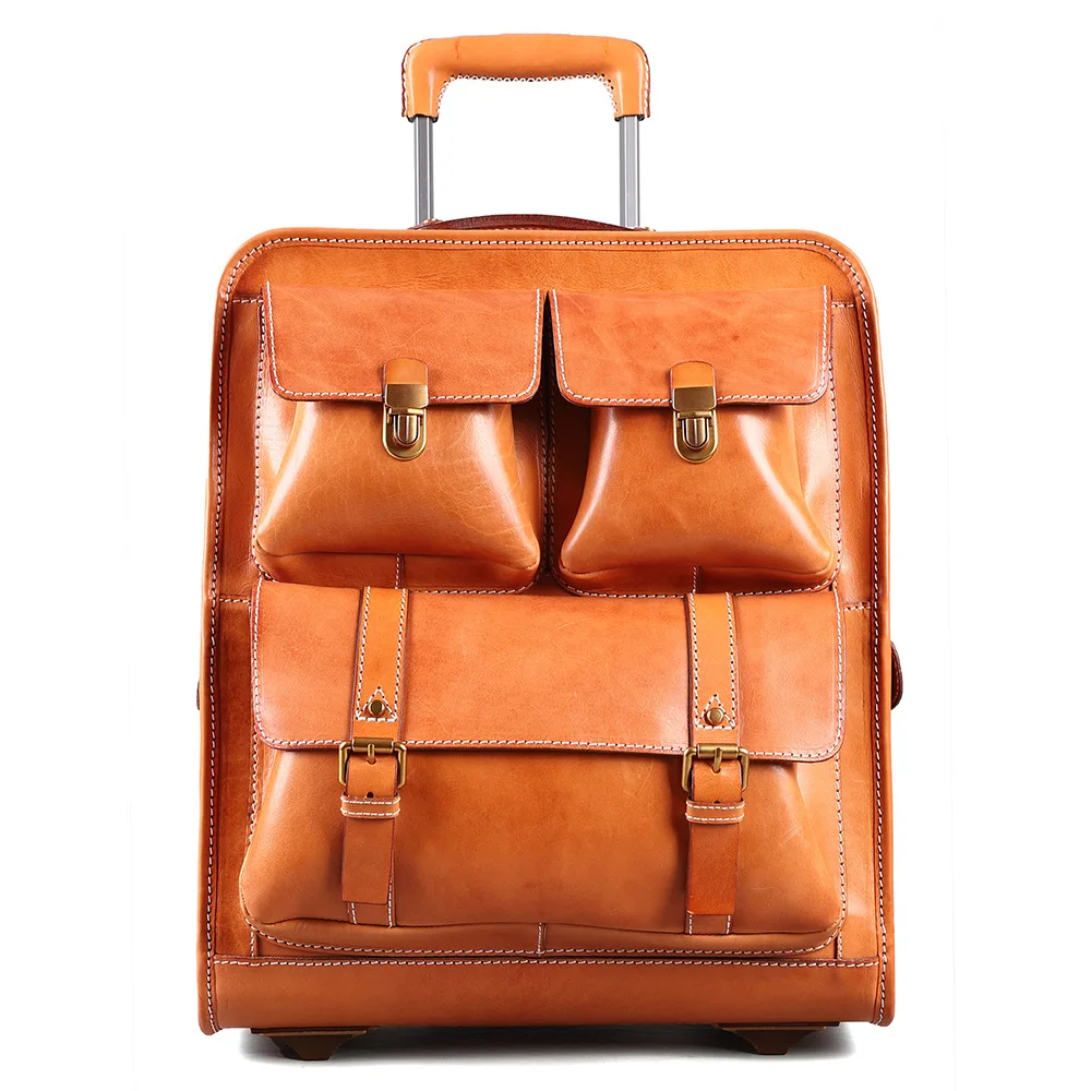 

Suitcase, fashion suitcase, boarding tie rod, vegetable tanned leather handmade, large capacity