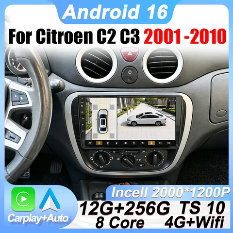 Car Radio Multimedia Video Player For Citroen C2 C3 2001 2002 2003 -2010 Wireless Android Auto Carplay Wifi No 2 Din DVD BT RDS
