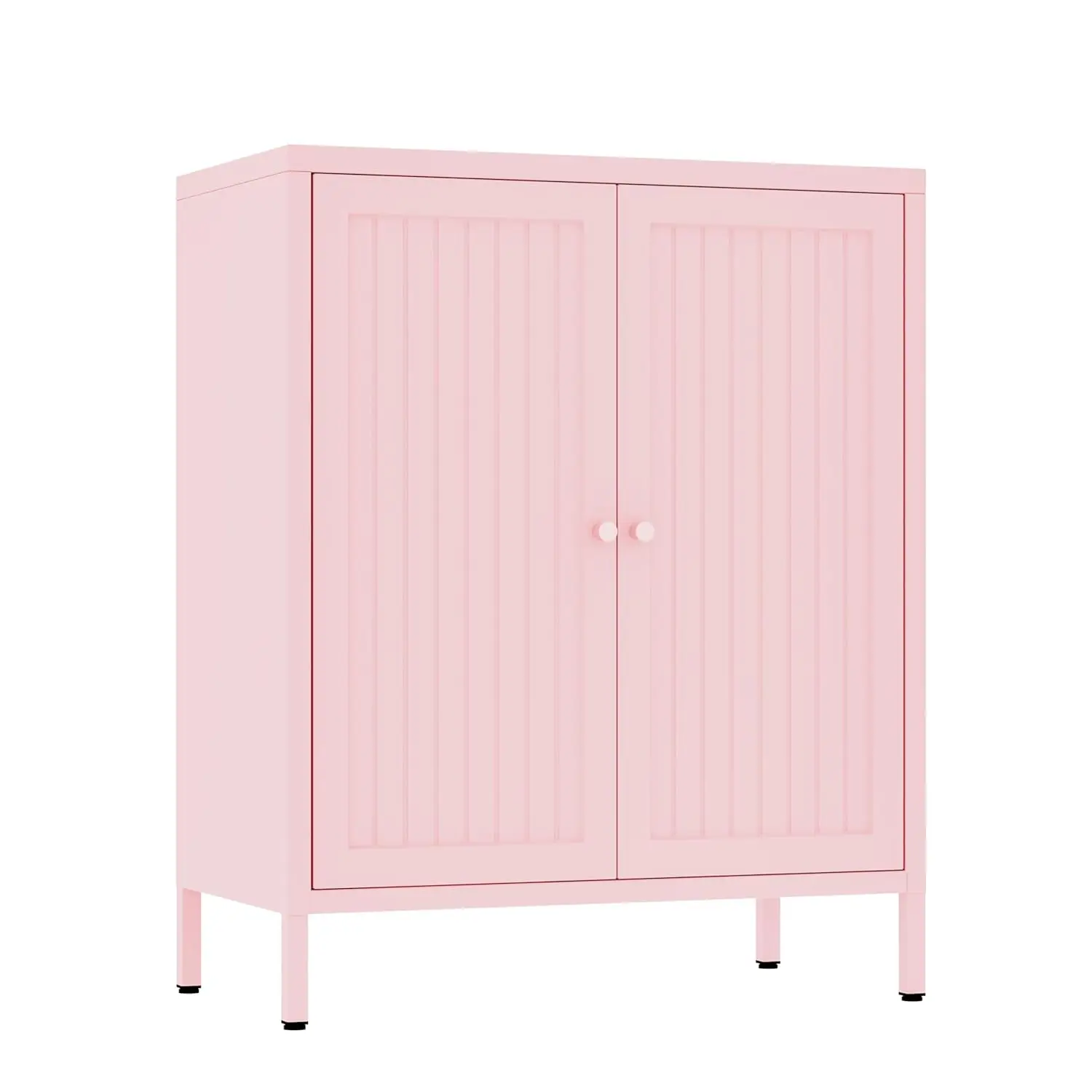 

Металлический шкаф-тумба с 2 дверцами и регулируемыми полками для дома, офиса, гостиной, кухни, розовый в полоску, на заказ