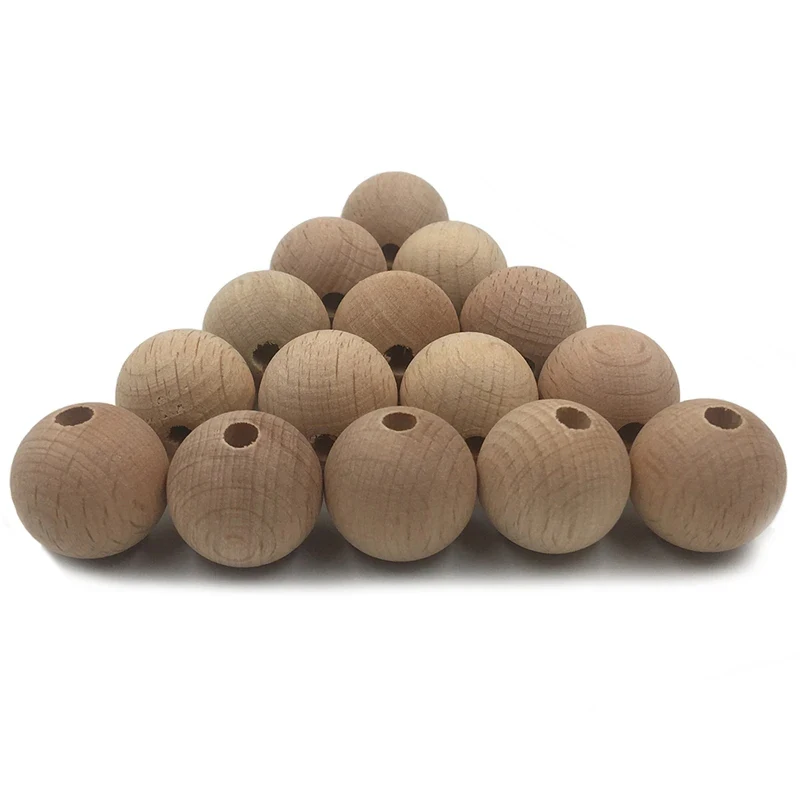 ABCPICK 100PC DIY Craft Bracelet Jewelry Making Handmade Accessories10-20mm Ecofriendly Unfinished Beech Round Beads