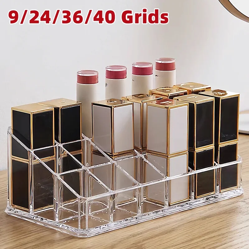 9/24/36/40 Grids Makeup Organizer Box Transparent Make Up Jewelry Holder Home Bathroom Desk Lipstick Storage Boxes Accessories