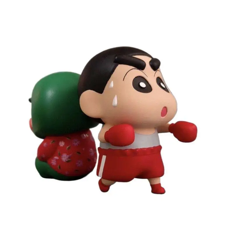 Crayon Shin Chan Boxing Figure Cute Cartoon Doll Desktop Ornament Trendy Toy Collectible Figurine Gift for Birthday Home Decor