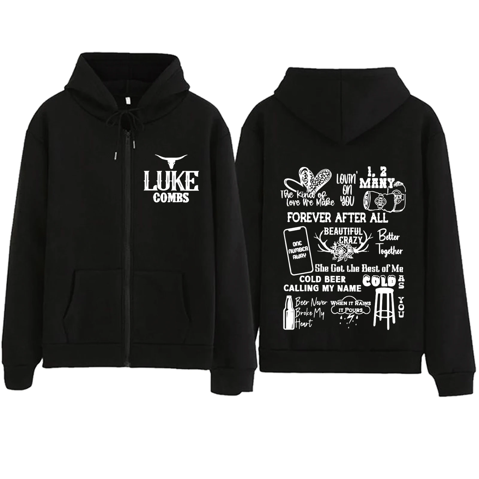 

Luke Combs Tour 2024 Zipper Hoodie Harajuku Pullover Tops Streetwear Music Fans Gift V-Neck Sweatshirts