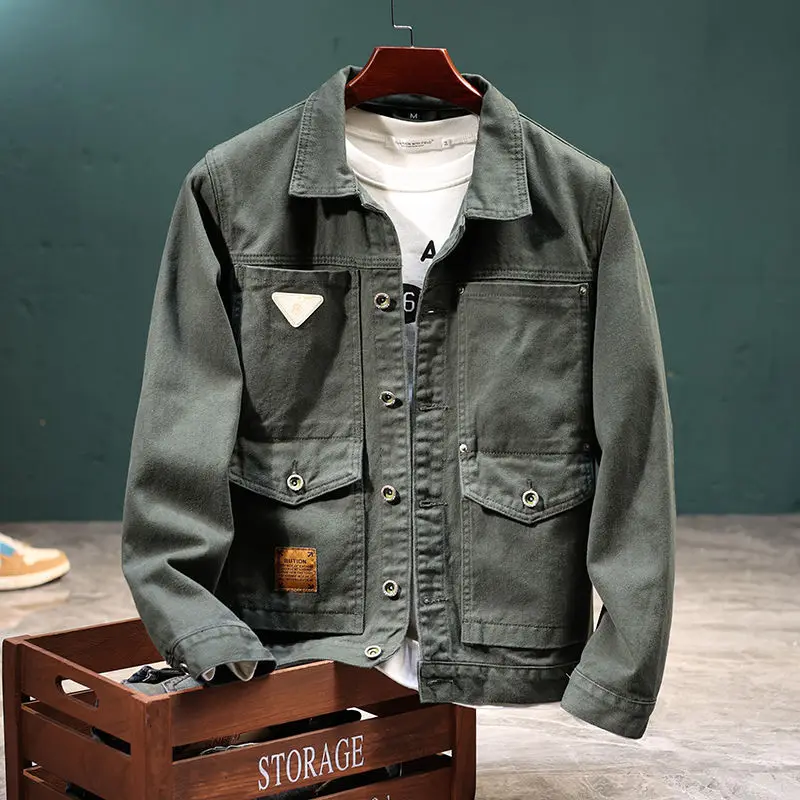 

Американская сверхмощная джинсовая куртка с вышивкой, мужская весенне-осенняя высококачественная новая трендовая куртка для мальчиков с лацканами