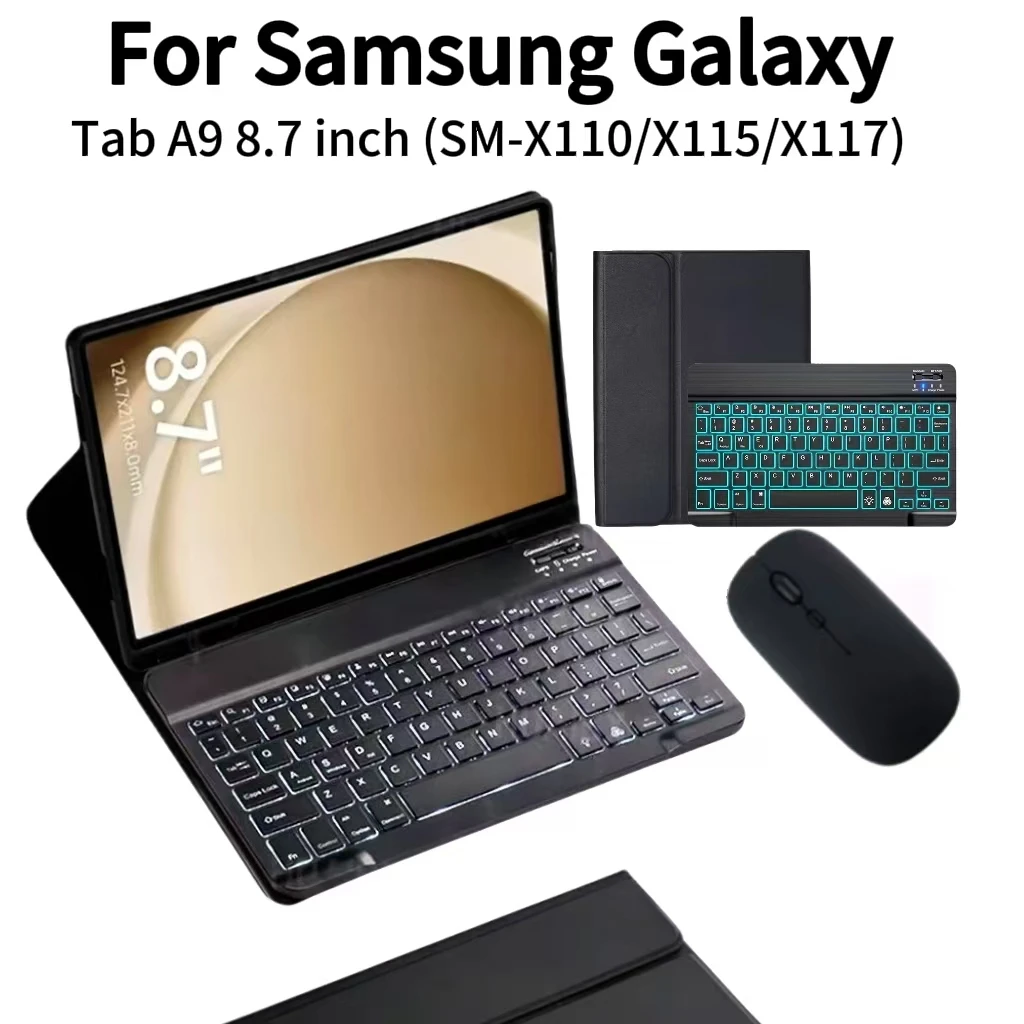 For Samsung Galaxy Tab A9 8.7 Inch Case, Keyboard Cover for Samsung Tab A9 SM-X110/X115/X117Protective keyboard