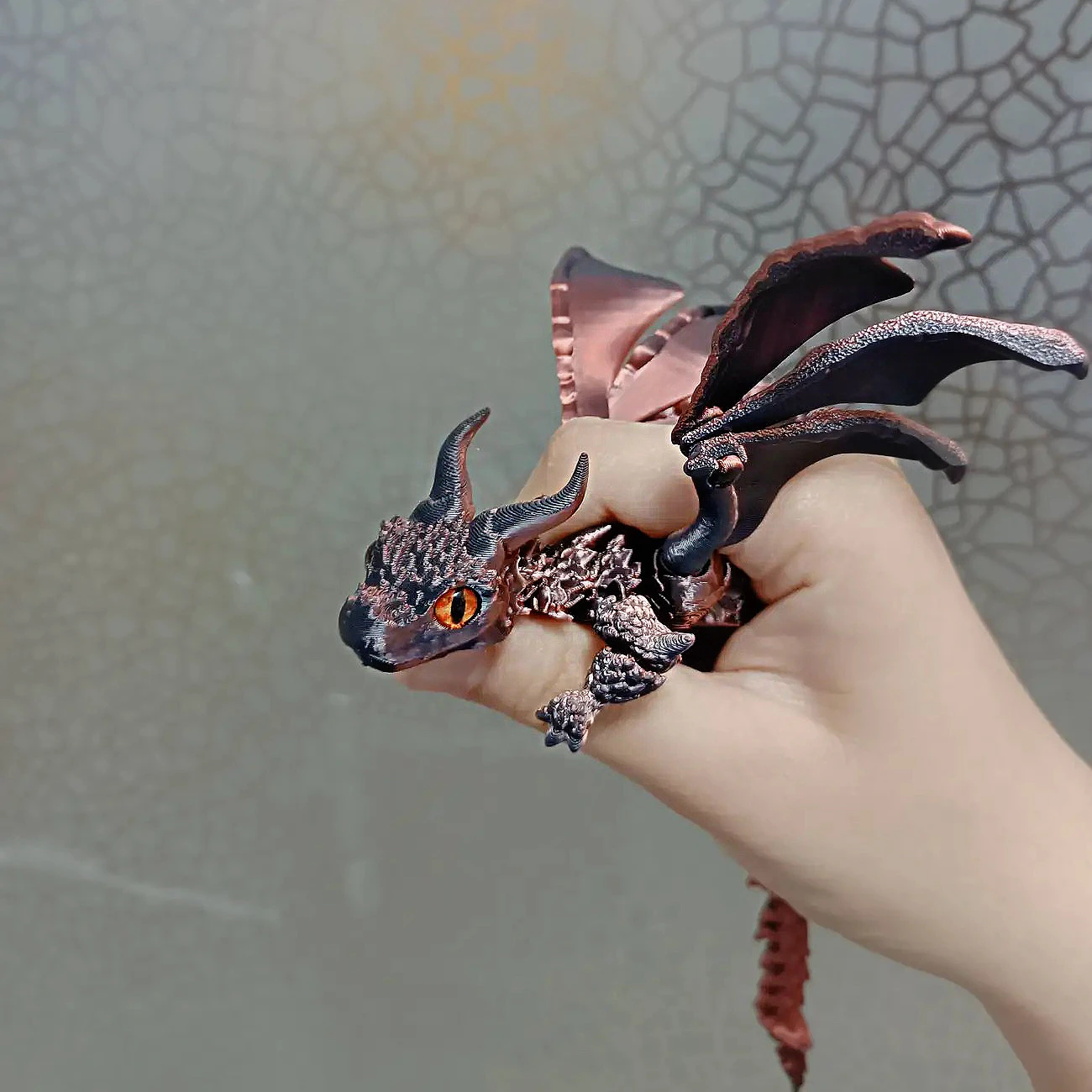 3D Printed Winged Carriage Dragon Figurine With Random Eyes, Art Deco Resin Dragon Sculpture, Tabletop Animal Theme Decor view 4