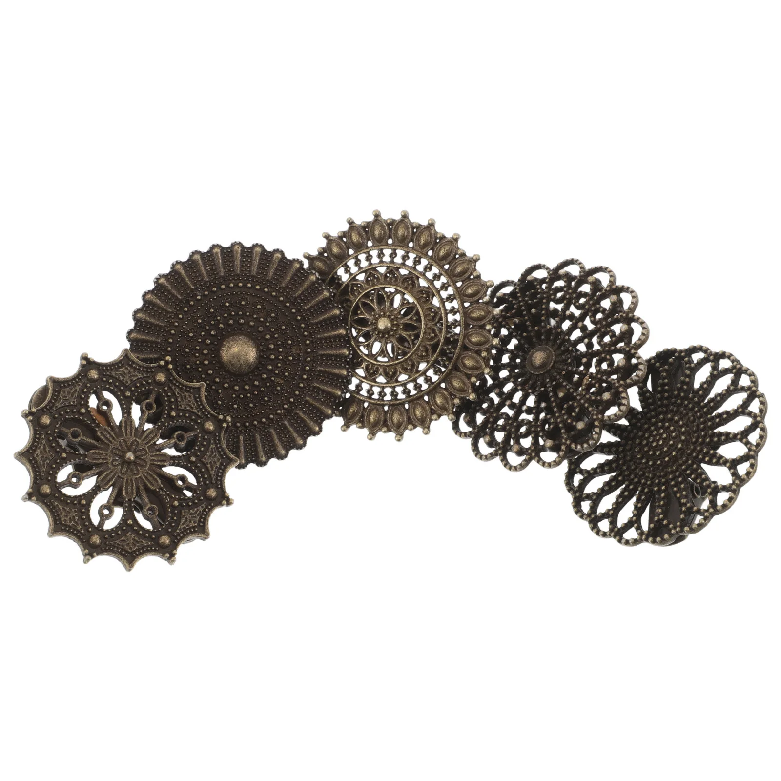 

5Pcs Vintage Collar Clips for Women: Mandala Hollow Metal Design Shirt Fixing Pin - Elegant Retro Brooch Jewelry for Cardigans