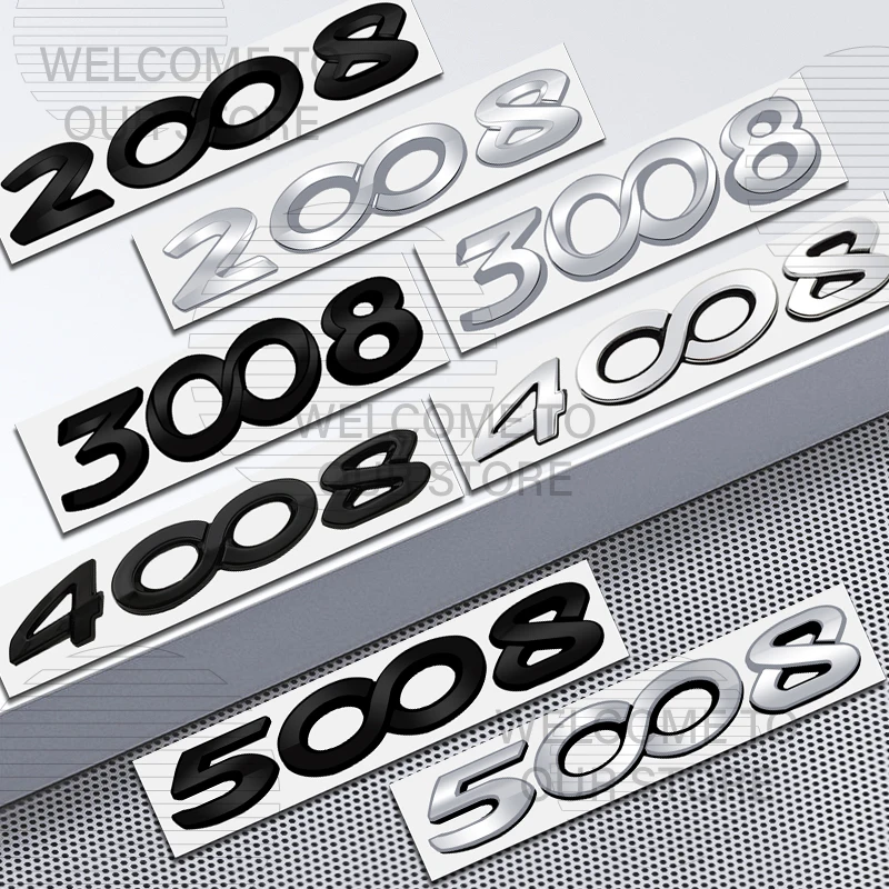 Décoration de voiture en métal pour Peugeot 2008 4008 3008 5008 lettre emblème 3D autocollant accessoires brillant noir queue arrière coffre décalcomanies