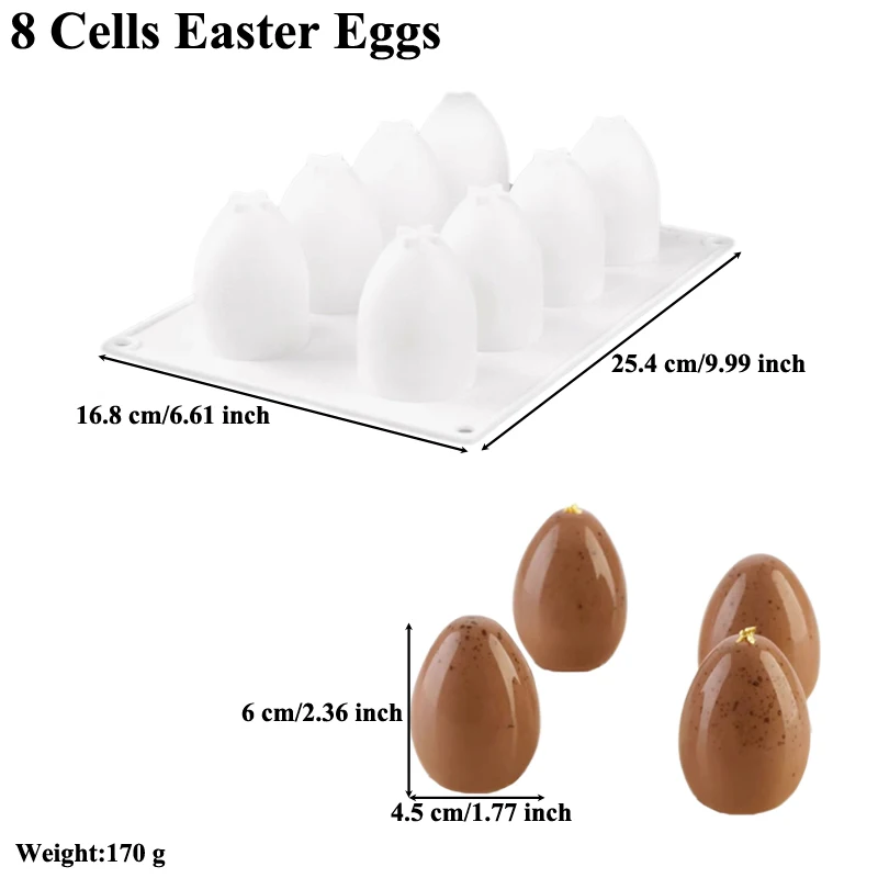 Easter Day Hand Drawn  Easter Egg Chocolate Mould 5 or 8 Cavity 3D Easter Egg Silicone Cake Mold Kitchen Dessert Baking Tools