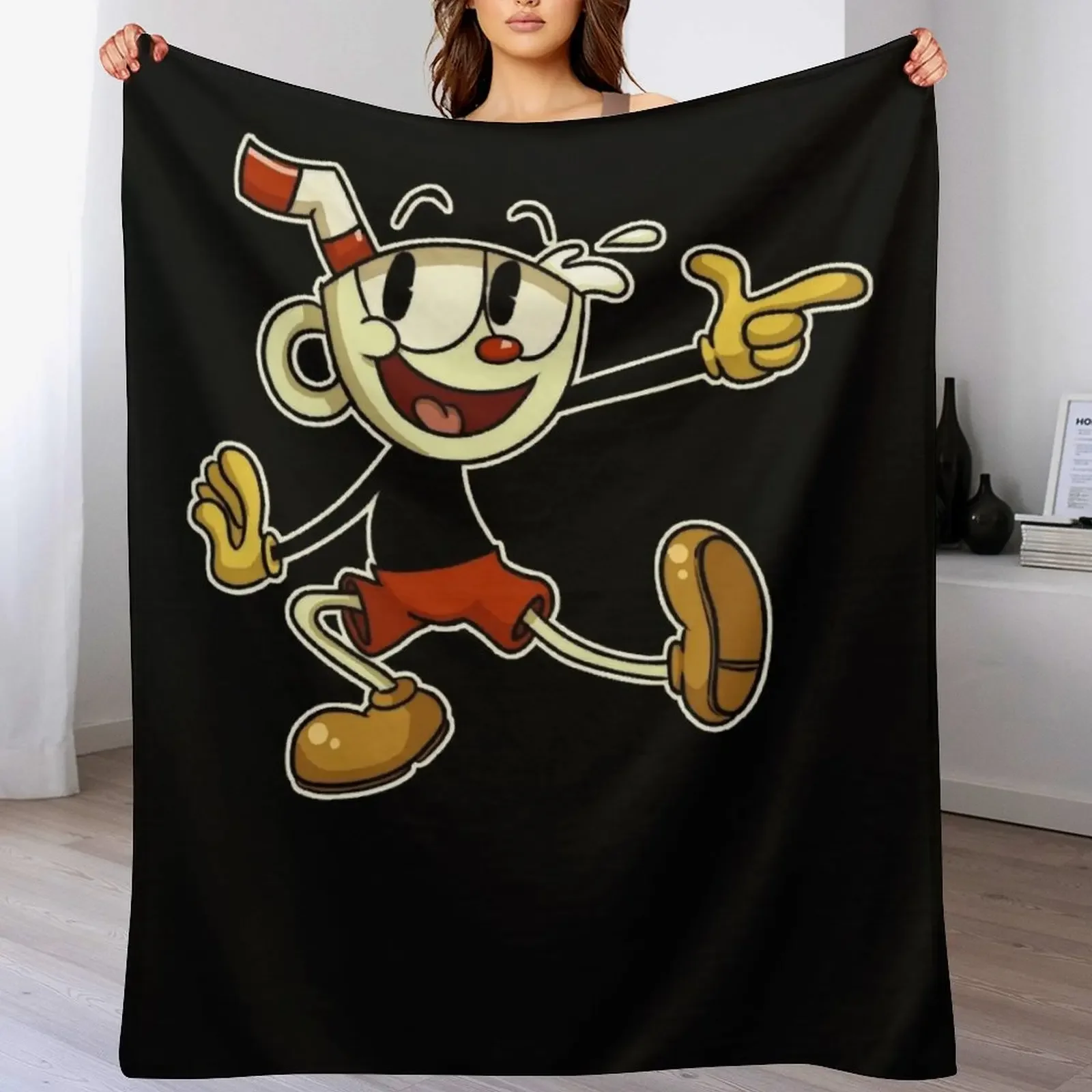 

Cuphead , cuphead, cuphead and mugman, cuphead game, cagney carnation, cagney carnati Throw Blanket Blankets For Sofas Blankets
