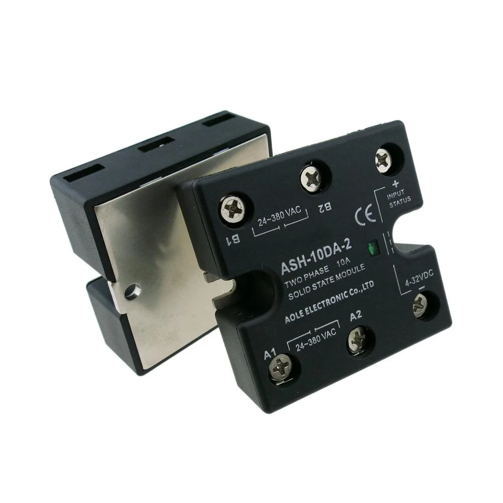 2-phase 2 Channel DC Solid State Relay ASH-10DA-2 Contactless Solid State Relay with Led Indicator Light