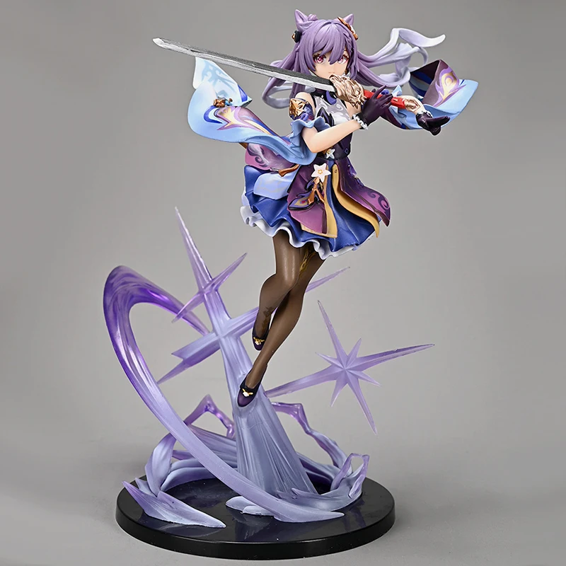 Genshin Impact Anime Figures 23cm Keqing Figure Sexy Girl Pvc Model Collectible Toy Desk Decoration Doll Children Birthday Gifts