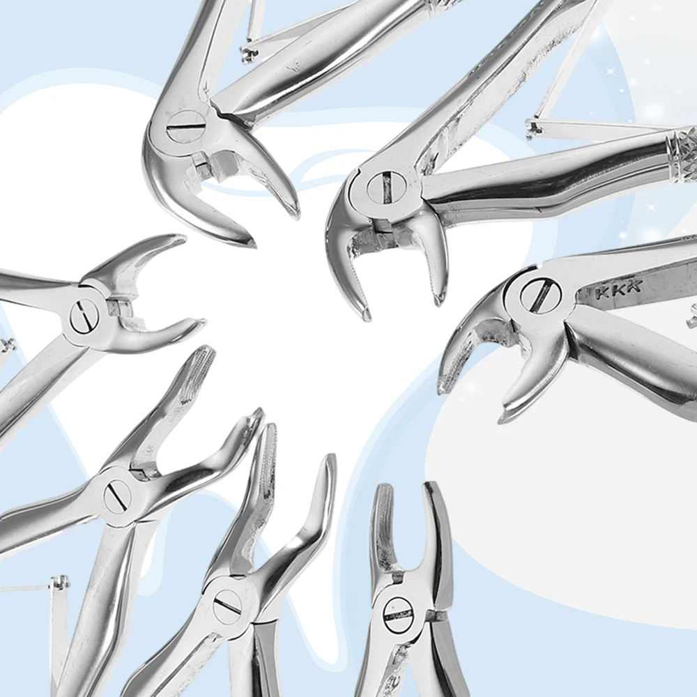 

Dental Extraction Forceps Kit for Adult and Pediatric Use with Curved Root Elevator Surgical Oral Tools