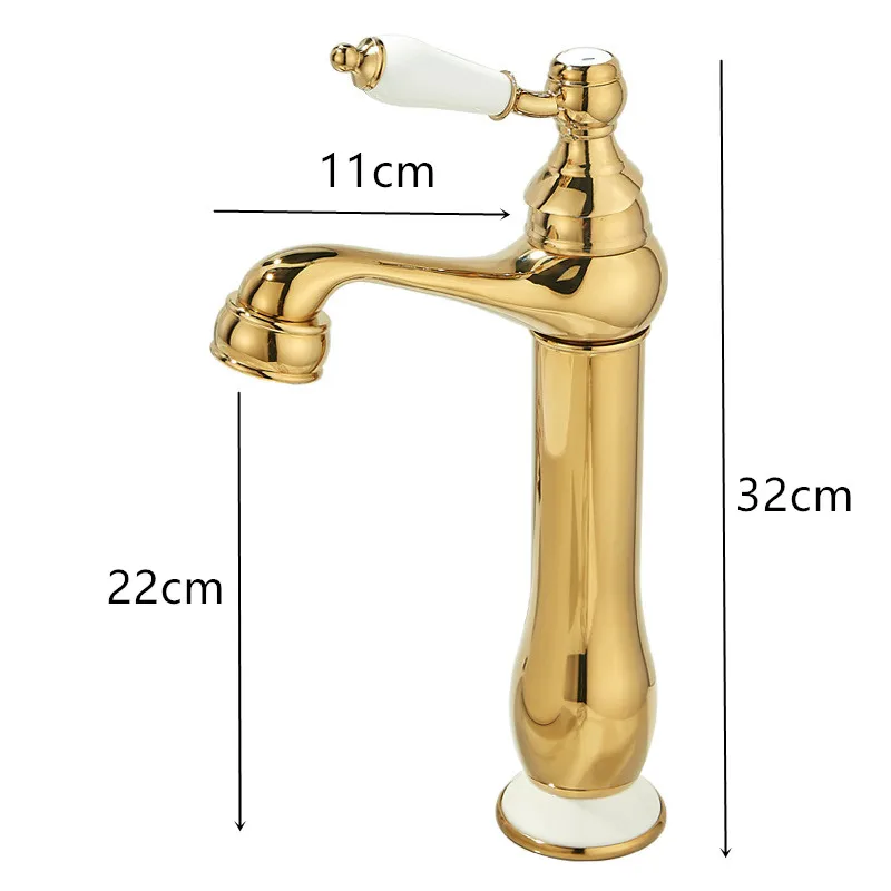 Imagem -02 - Antique Single Handle Basin Faucet Gold Torneiras Pia do Banheiro Torneira Misturadora Quente e Frio Guindaste