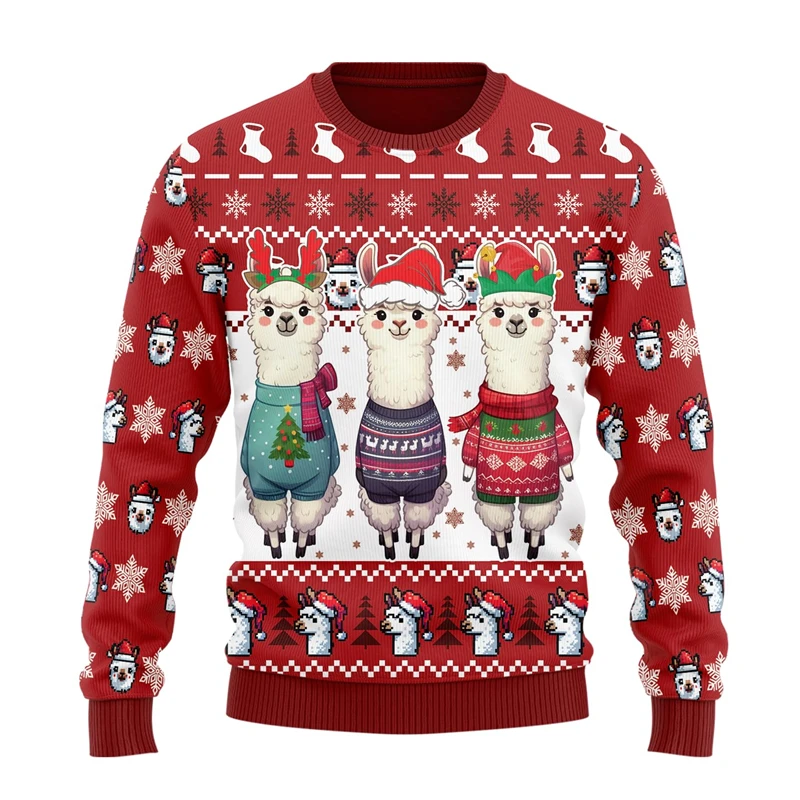 Llama Ugly Christmas Sweater For Women Men Clothes Funny Alpaca Boy Sweater Holiday Sweatshirts Casual Female Sweaters Pullovers