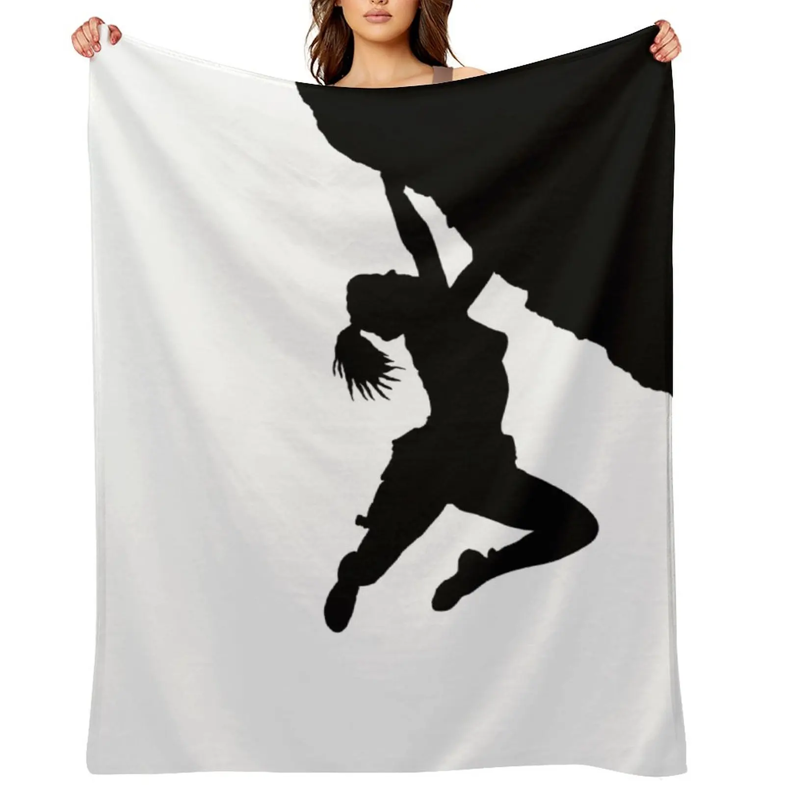 

girl bouldering silhouette Throw Blanket Multi-Purpose bed plaid Quilt Plaid Blankets