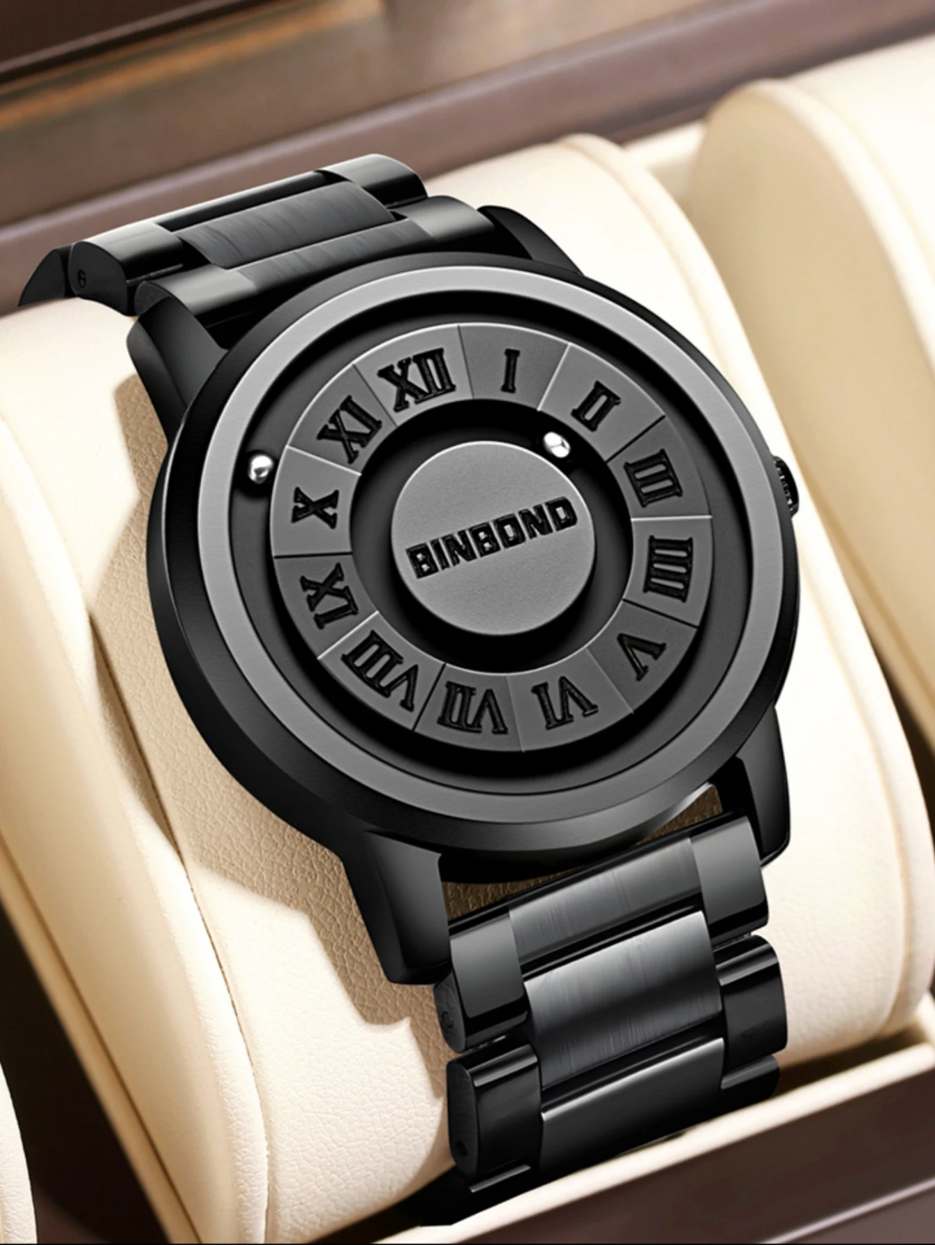 Montre d'affaires de luxe montre pour hommes 30M étanche noir conception personnalisée bracelet en acier inoxydable montre à Quartz pour hommes cadeau de mode