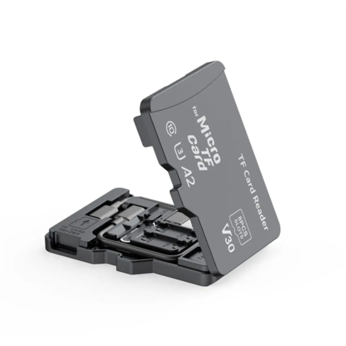 A10I TF Memory Card Reader with 8 Slots TF-Styled Memory Card Storage Case Supports USB Type-C and USB Compatible