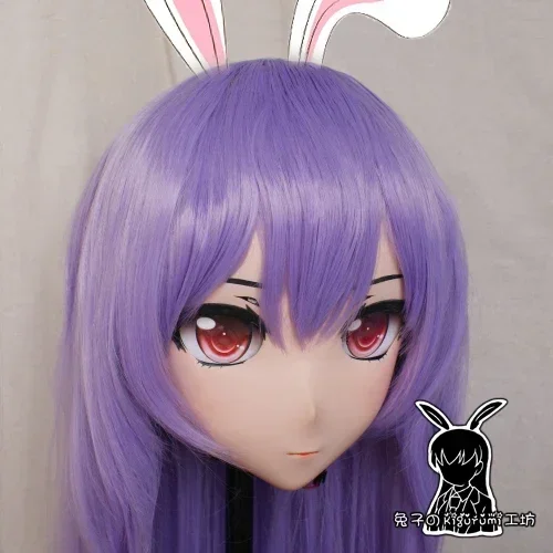 (Rabbit 48) Full Head Girl BJD Doll Mask TouHou Project Cartoon Anime Silicone Reisen Udongein Inaba Kigurumi Cosplay Mask