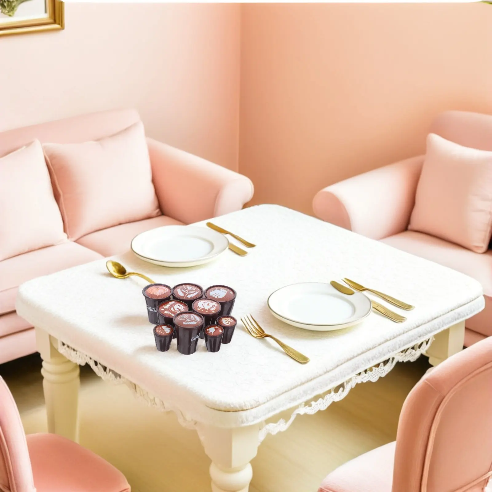 

Набор из 90 миниатюрных кофейных чашек из прочной смолы в японском стиле для латте-арта, для кукольного домика, микроландшафта, декоративный миниатюрный набор посуды