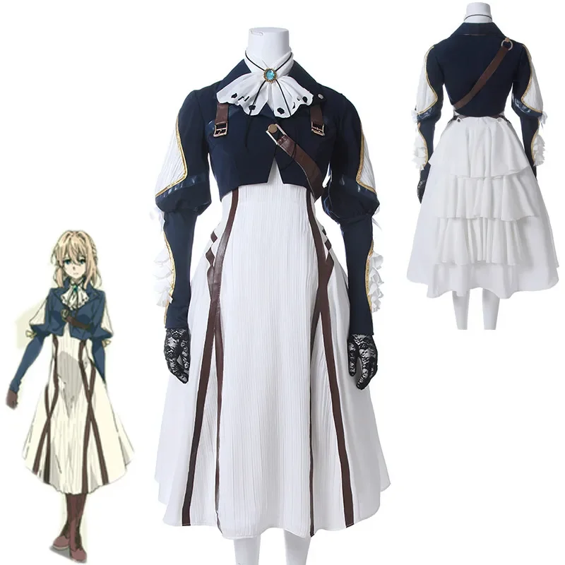 

Violet Evergarden Cosplay Costume Anime Cosplay Coat Dress Uniform Outfit Anime Adult Women Halloween Dress Full Set