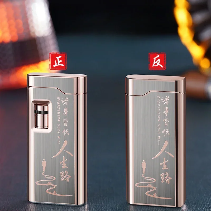 2023 Metal Windproof Direct Punch Red Flame Turbo Torch Butane Gas Lighter Pulley Ball Ignition Lighter Unusual Gift for Men