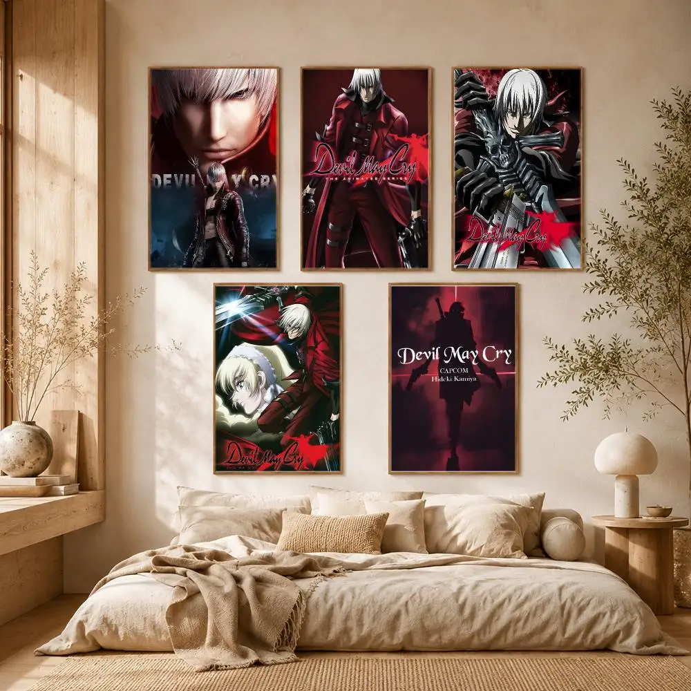 Devil May Cry Game Dark Poster Self-adhesive Advanced Aesthetic Printing Paper Wall Art for Living Room Home Decor