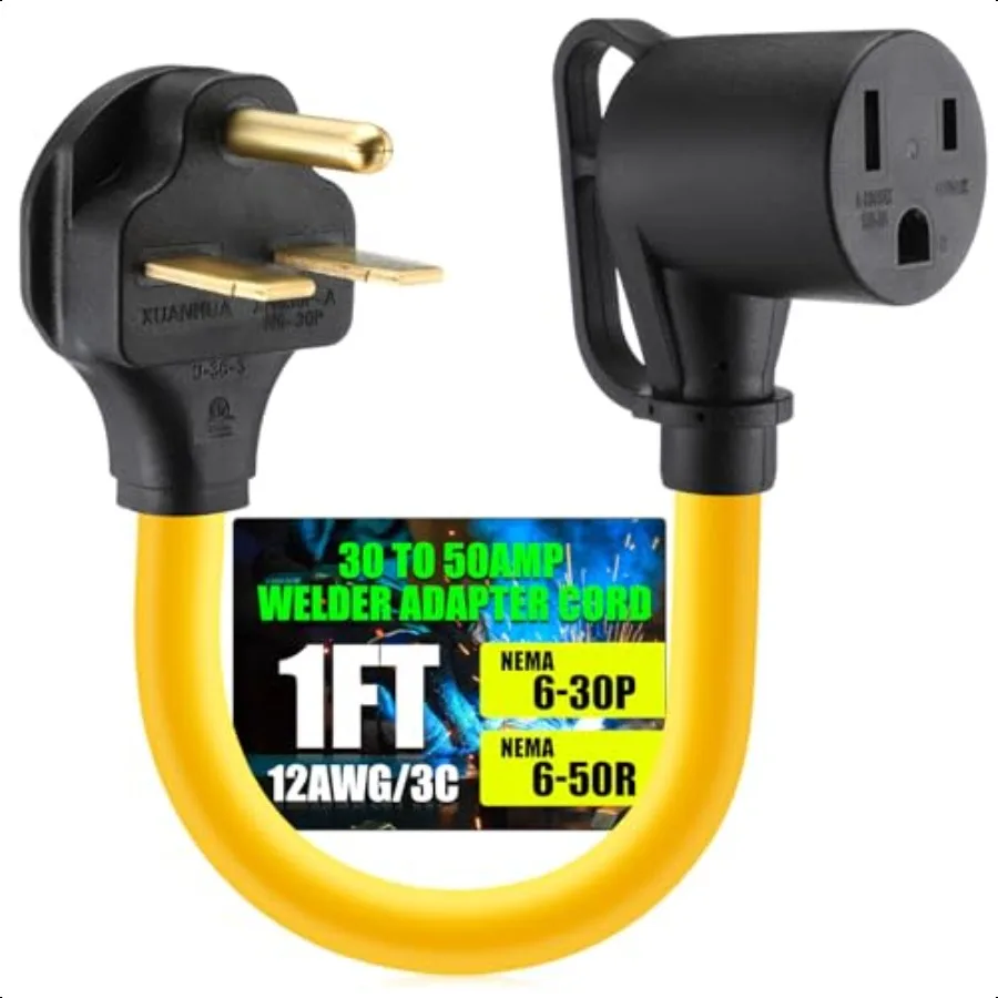 

30Amp to 50Amp Welder Adapter Cord NEMA 630P Male to 650R Female 3 Prong 30Amp to 3 Prong 50Amp Welder Power Adapter for Weldin