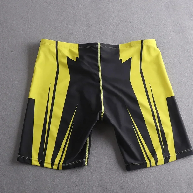 SEOBEAN Men's Low Rise Color Block SWIM BOXER SWIMWEAR Long VORTEX COLOR SWIMWEAR