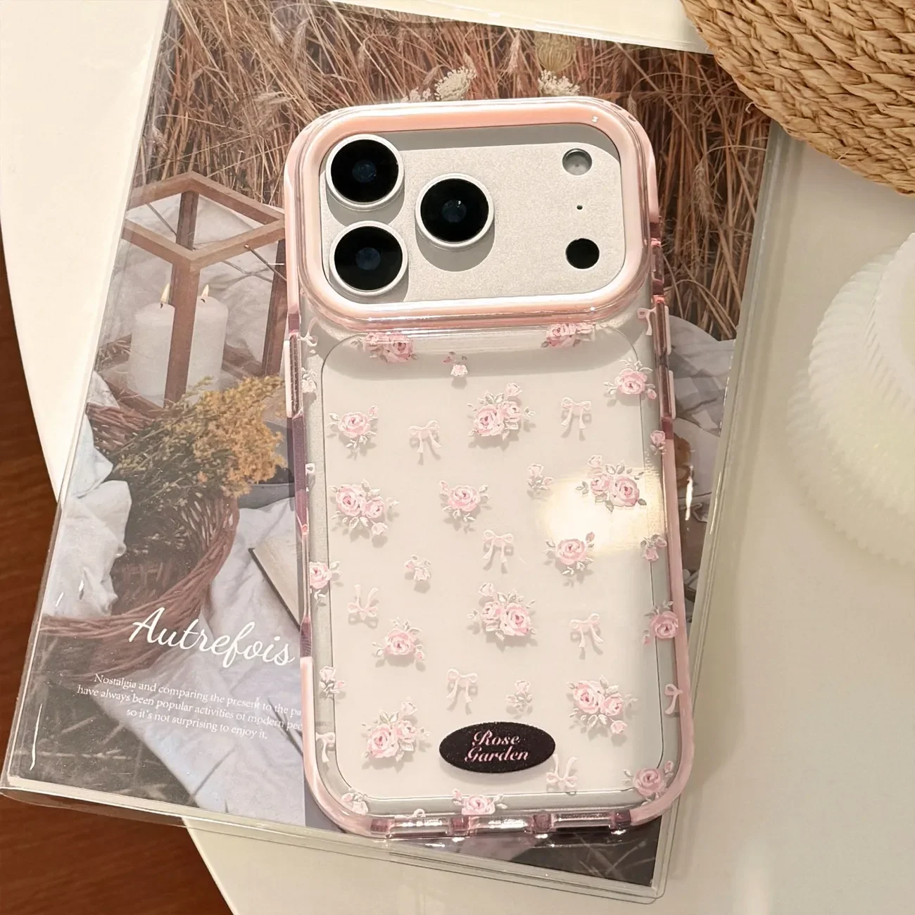 Funda de teléfono transparente fragmentada rosa coreana para iPhone 17 16 15 14 13 Pro Max Y2K, funda Ins Girl Series Niche