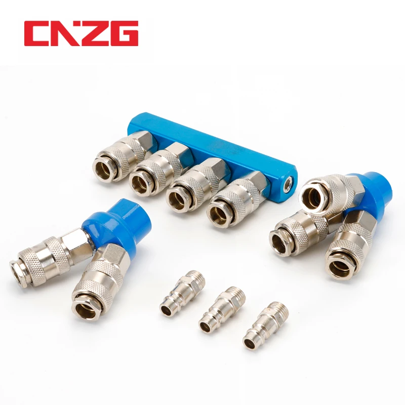 EU Compressed Coupling Air Compressor Accessories 1/4''Quick Couplers Hose Gas Distributor Manifold Pneumatic Connector Release