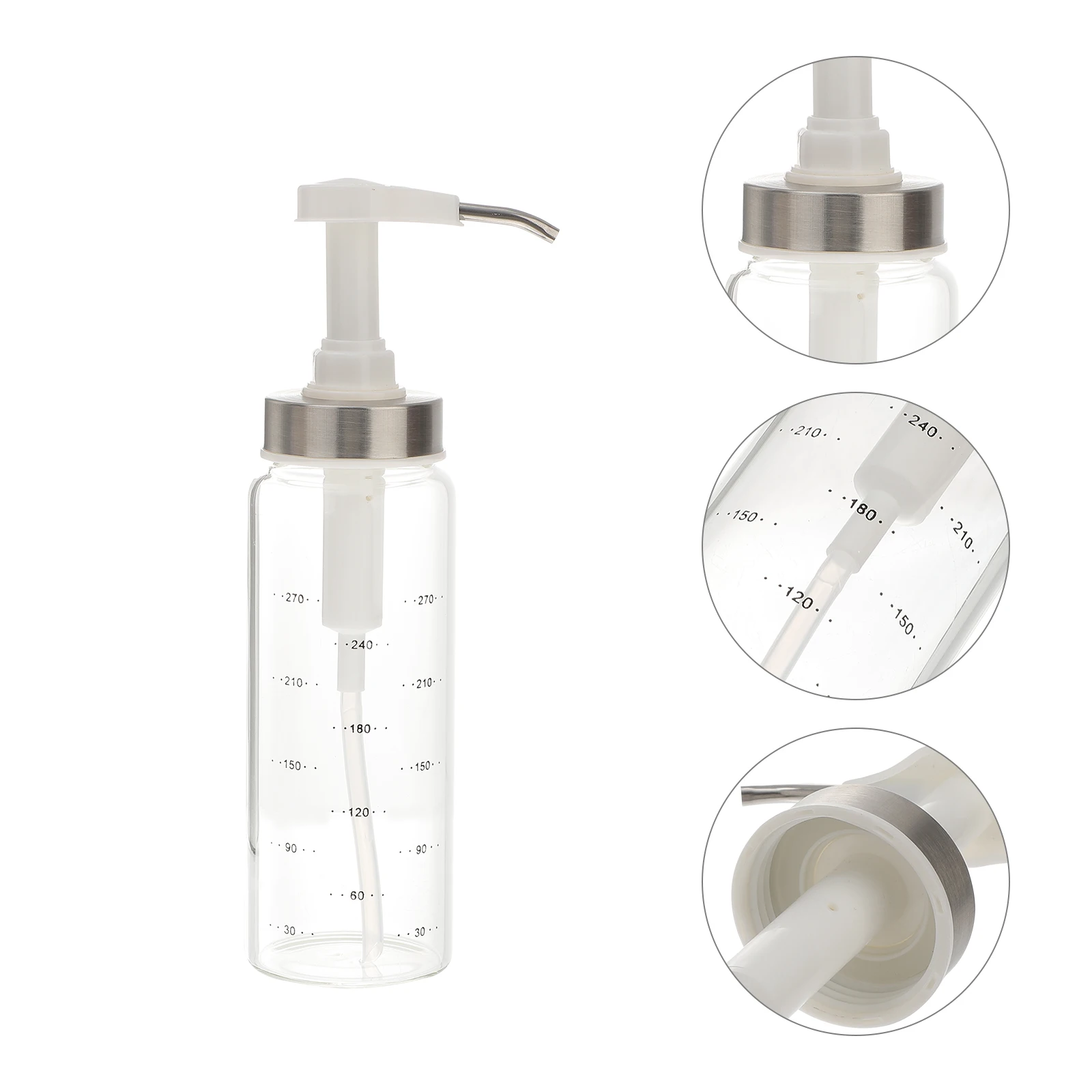 

300Ml Sauce Press Bottle Glass Stainless Steel Condiment Dispenser for Ketchup Mustard Honey Oil Vinegar Salad Dressing Jam