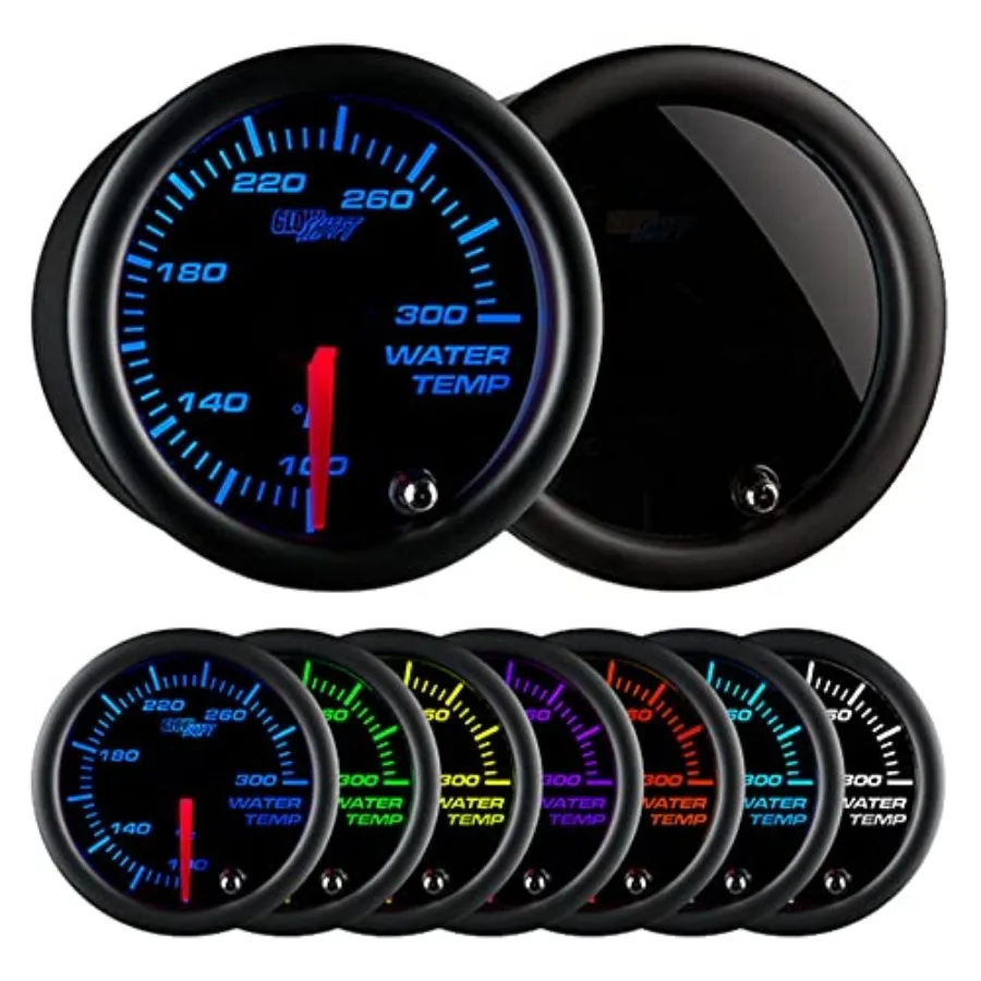 

Tinted 7 Color 300F Water Coolant Temperature Gauge Kit - Includes 1/8-27 NPT Electronic Sensor and Wiring - Multi-Color Displa