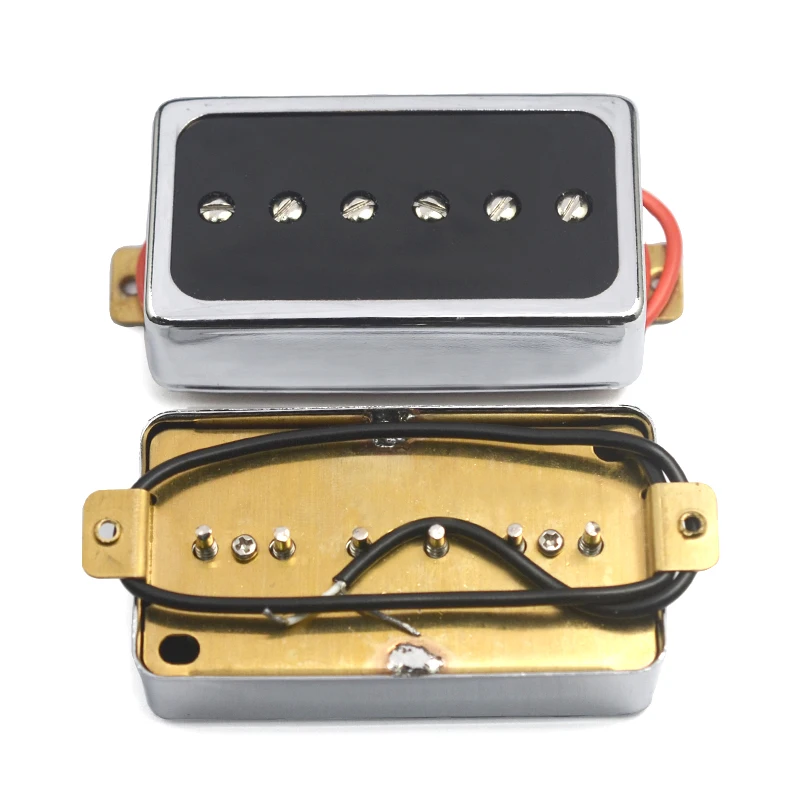 O Style Open Single Coil Pickup 6 Hole 50/52MM Pickup for LP Guitar Chrome with Black