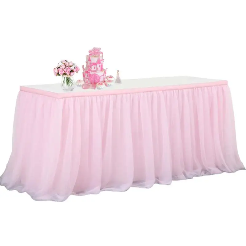 183Cm*77Cm Round Square Table Skirt Tulle Tutu Table Skirts Hotel Supplies For Wedding Kids Girl Birthday Party Decor