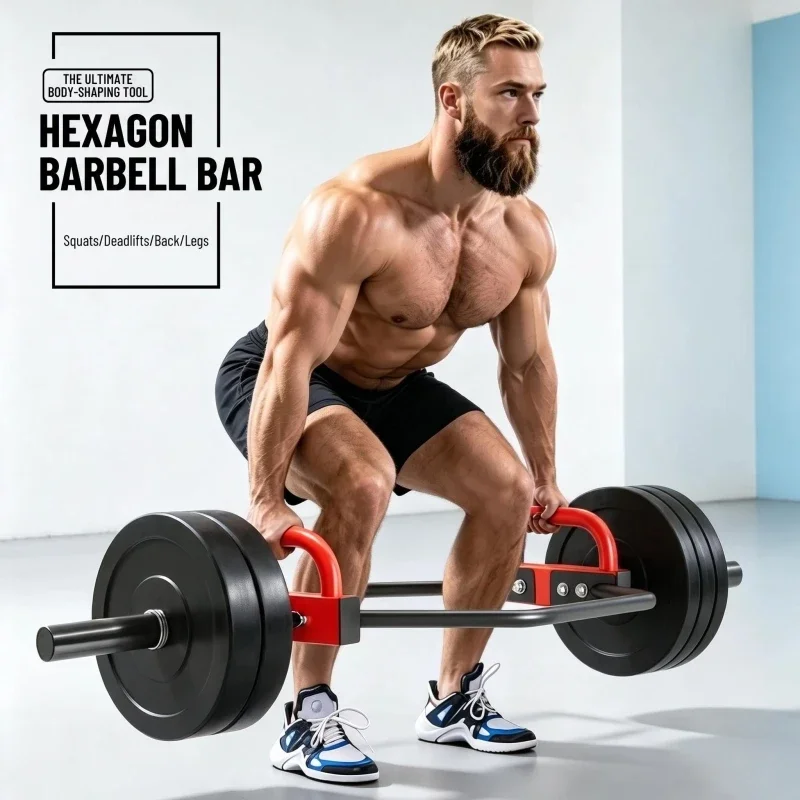 Bar Hex Barbell Deadlift Bar Open Hex Weight Lifting Bar for Home Gym Strength Training