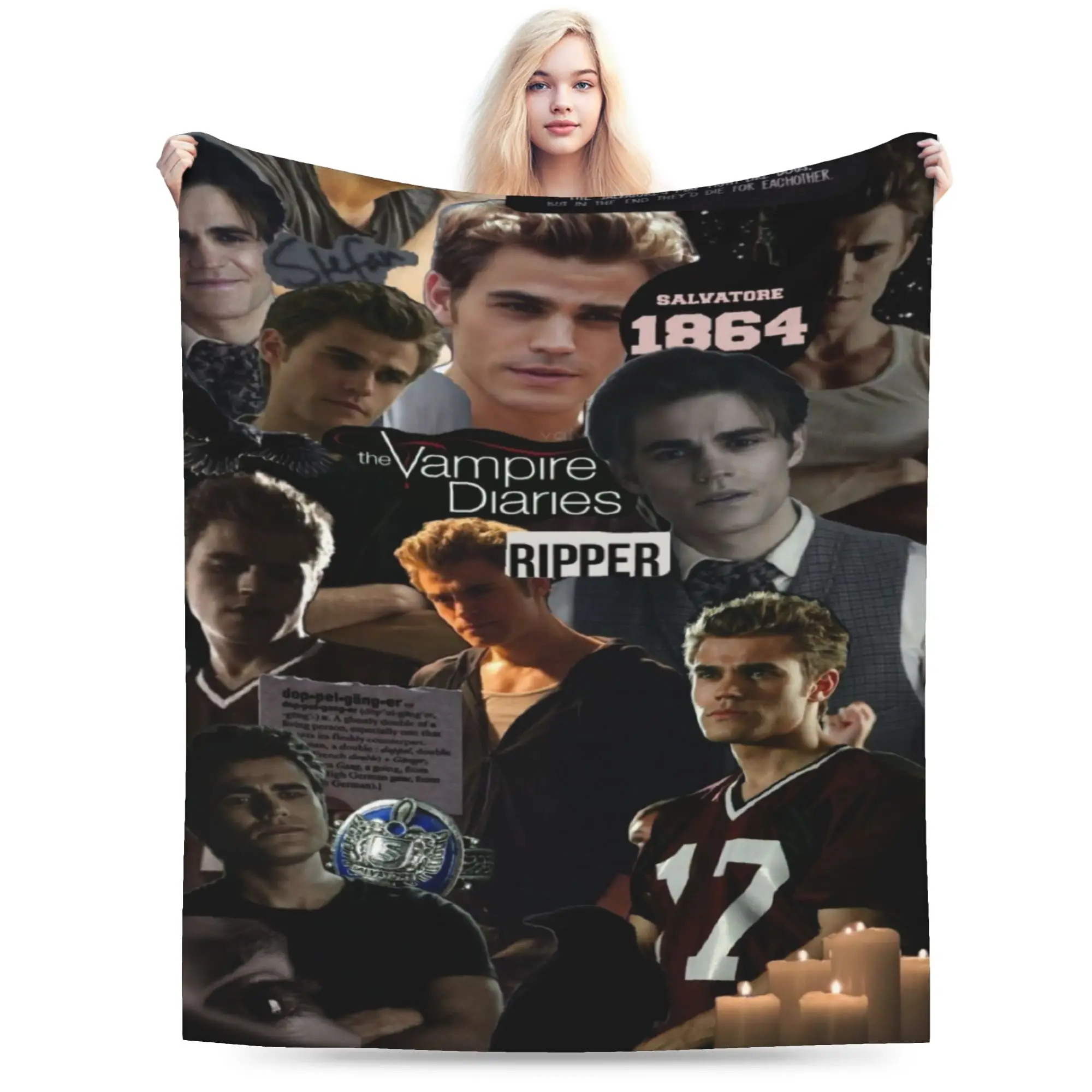The Vampire Diaries Stefan Salvatore Accessories Blanket Ultra-Soft Fleece  Throw Blanket Cozy Plush Thin Quilt