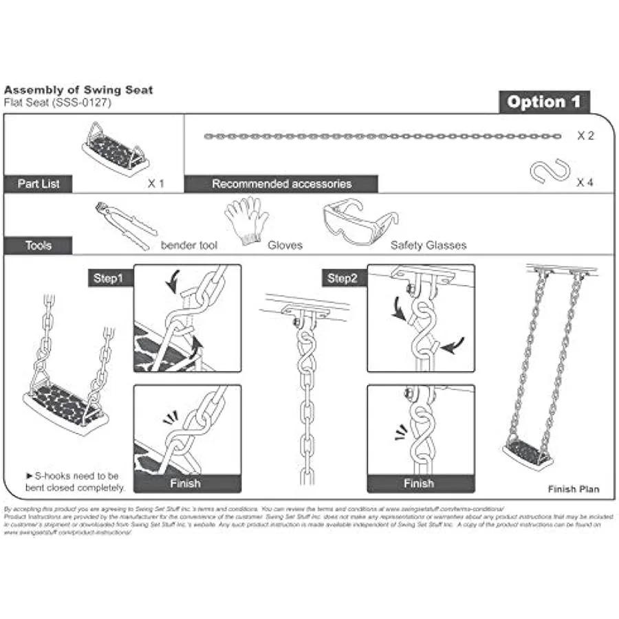 Swing Set Stuff Inc. Blauer und SSS-Logo-Aufkleber mit flachem Sitz